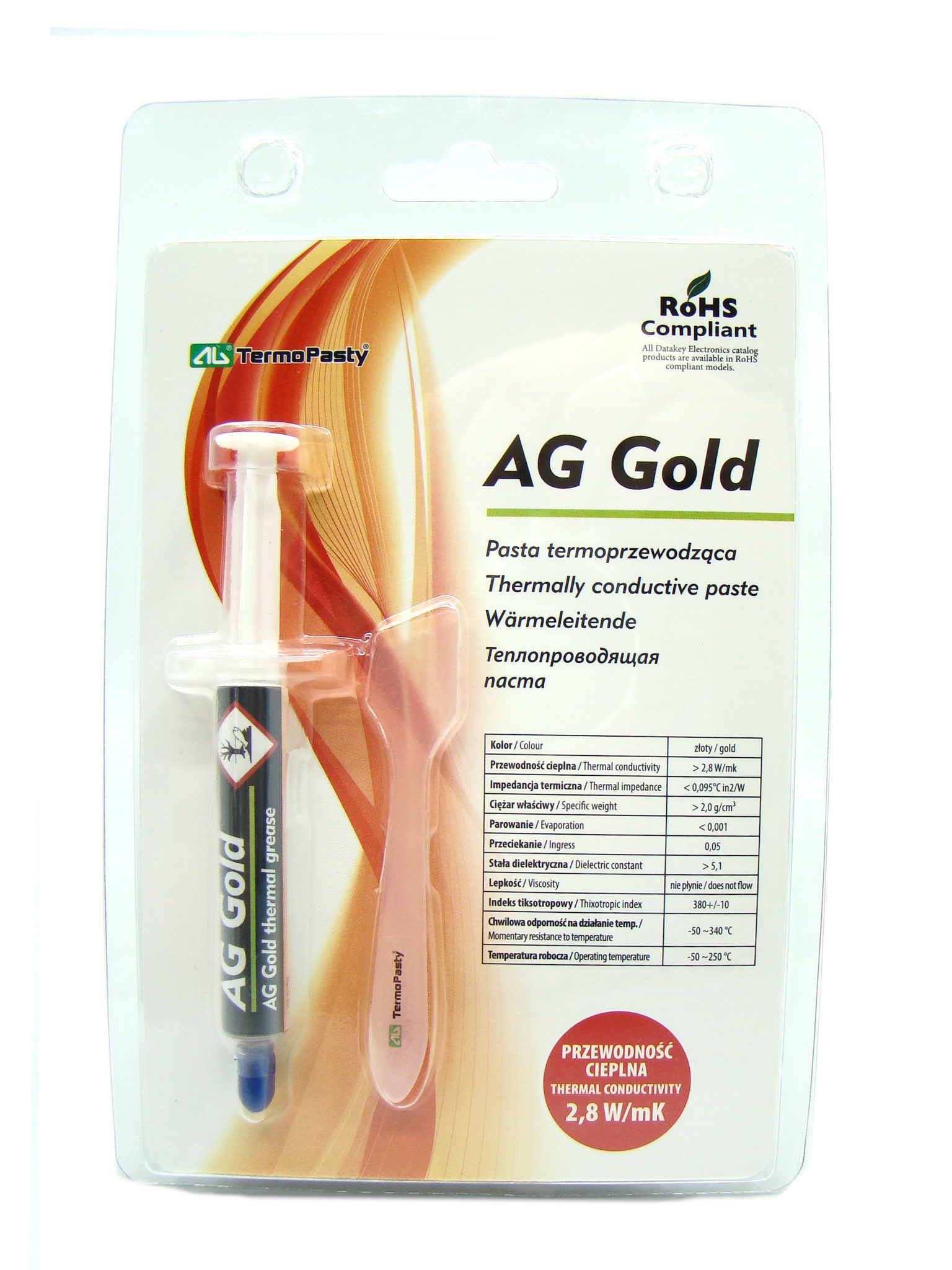 Strzykawka AG Gold o pojemności 3g – pasta termoprzewodząca ze złotem.